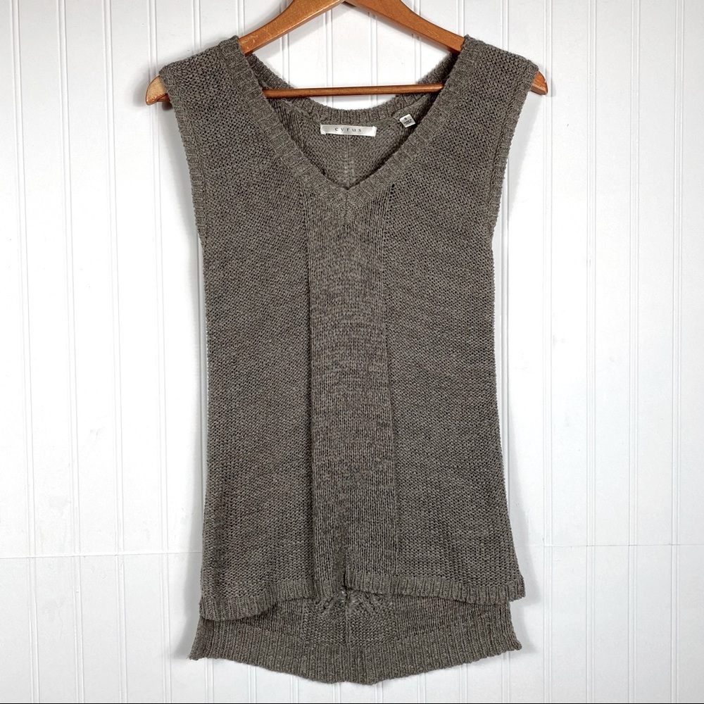 Cyrus v neck knit sweater sleeveless tank high low